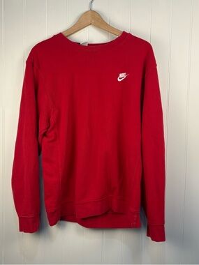 Nike Red Crewneck Sweatshirt Small Logo Minimalist Streetwear L